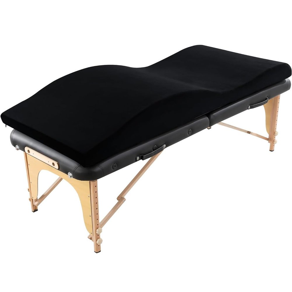 Black,178 * 71cm,Beauty Salon Ergonomic Curved Lash Bed Mattress Topper Velvet Massage Table High Density Memory Foam Eyelash Bed Massage Bed Cushion Support Back/Lumbar