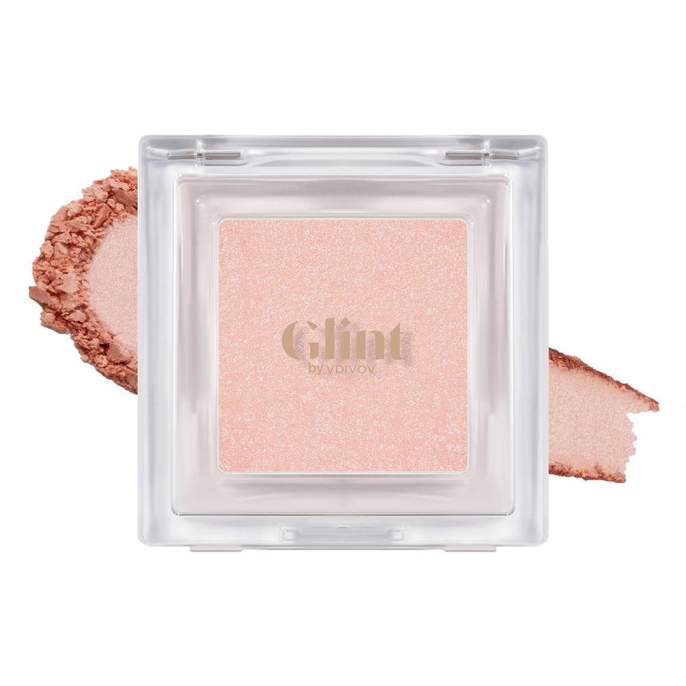 Glint Highlighter (Peach Quartz, 0.08oz) - Korean Skincare Makeup Luminous Baked Highlighter. Hydrating, Micro-Shimmer Pearls for Cheeks & Eyes