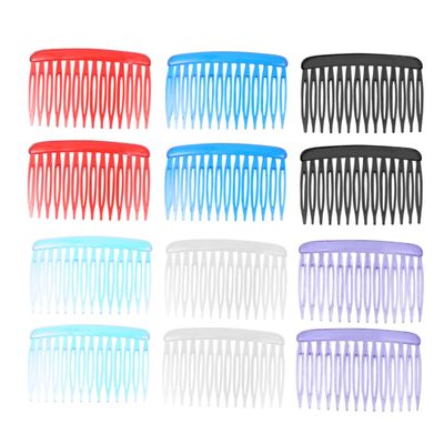 CALLARON 12-Piece Colorful Plastic Wave Hair Combs for Women Vintage Slide Side Hair Clips for Girls for Everyday Use Random Color