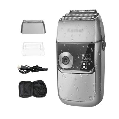 SIDUFHAOPKLL Electric Foil Shavers for Men All Metal 2 in 1 Foil Trimmer LED Waterproof Shaving Machine 3-Speed Adjustable(E)