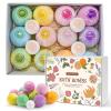 Bath Bombs 12 PCS Gift Set, Bubble Bombs Bath Kit 12 Bath Bombs and 4 Foot Bath Balls with 12 Scents, Colorful Natural Fizzy Spa Handmade Gift for Friends Women view 1