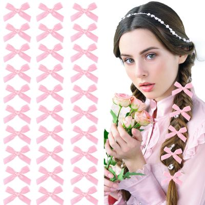 30PCS Pink Mini Bowknot Ribbon Barrettes,Hair Bows,Tiny Clip,Bow Clips,Butterfly Hair Accessories,Cute Claw Clips for Teens,Women & Girls