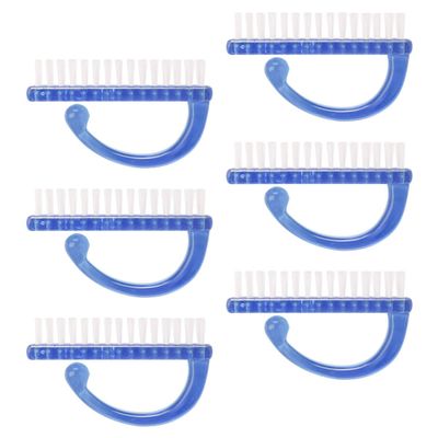 CALLARON 6pcs Nail Cleaning Brush Manicure Dust Brush Long Handle Scrub for Fingernail and Easy to Use