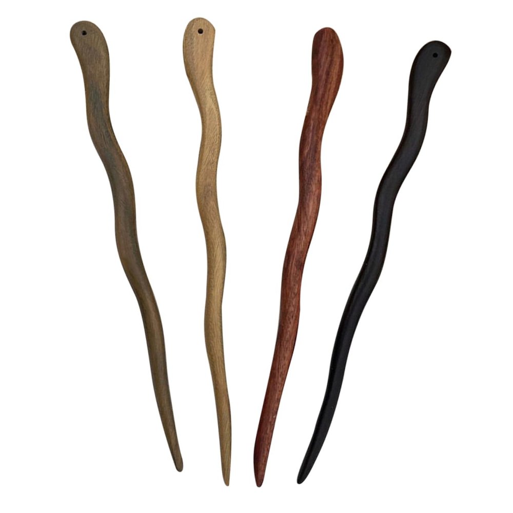 DEARMAMY 4pcs Sandalwood Hairpin Braiding Shaped Hairpins Stick Style Ancient Accessory Hair Barrettes Hair Accessories Hair Accessories for Bobby Pins for Women