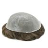 Super Thin Skin Mens Toupee 0.03mm Ultra Thin Skin Hair System For Men Human Hair Black Brown Blonde Gray V-looped Hairpiece 8''x10'' 90% Light Density, 610# Light Brown With 10% Gray view 3