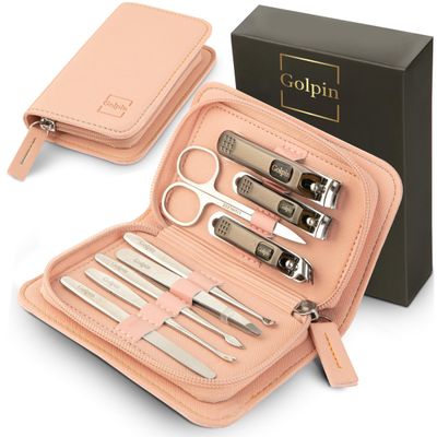 9 Pcs Manicure Set for Women Men & Stainless Steel Manicure & Pedicure Kit with Travel Nail Grooming Case, Nail Clippers, Cuticle Tools Gift-Ready Mens Manicure Kit & Womens Grooming Set
