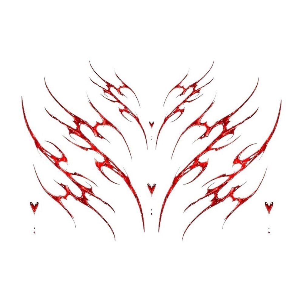 4 Sheets Succubus Heart Tattoo Sticker for Women Tattoos Set Temporary Tattoo Waterproof Fake Tattoo