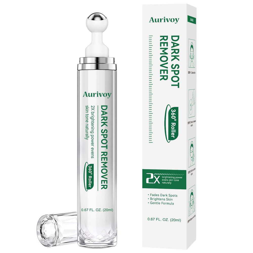 Dark Spot Remover for Face and Body - Dark Spot Corrector for Sun Spots Age Spots Freckles Melasma Brown Spot - Dark Spot Correcting Glow Serum with 360-Degree Roller 0.67 Fl Oz