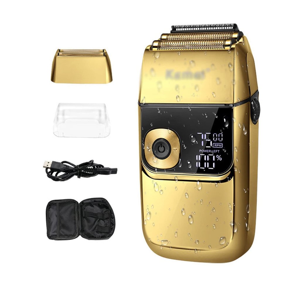 SIDUFHAOPKLL Electric Foil Shavers for Men All Metal 2 in 1 Foil Trimmer LED Waterproof Shaving Machine 3-Speed Adjustable(D)