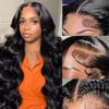 13x4 Lace Frontal Wigs Human hair 200% Density Body Wave Lace Frontal Wigs Human Hair Glueless Wig Pre Plucked with Baby Hair HD Transparent Lace Frontal Wigs Human Hair For Women Natural Black 20Inch view 2