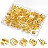100 Pcs Gold Dreadlock Beads Locs Accessories, Hair Jewelry Braids, Soft Metal Adjustable Braiding Cuffs Clip, Braiding Hair Rings for Dreadlock Accessory, Crochet Passion Twist Hairs Rings for Women view 1