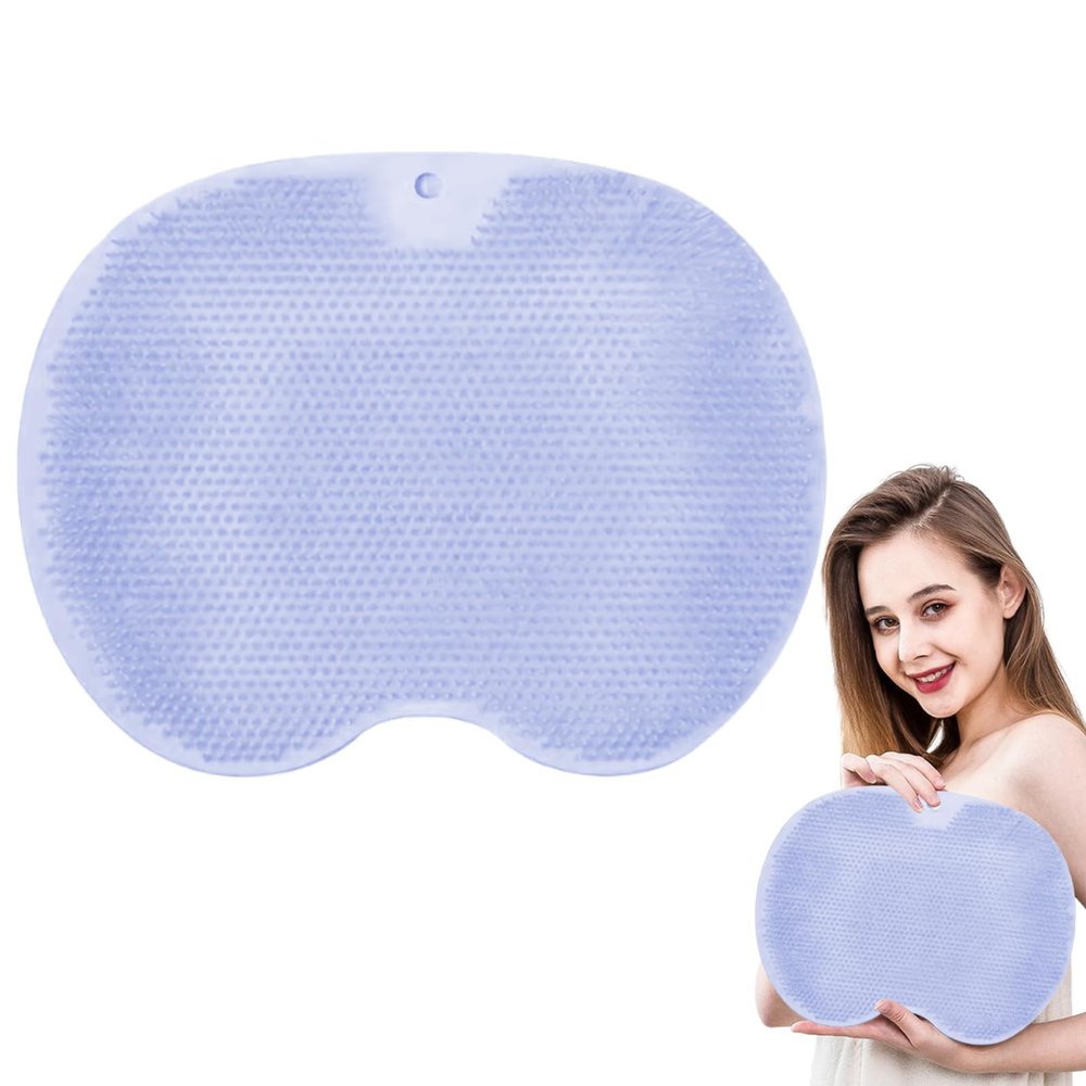 2 Pack Silicone Shower Back Scrubber Wall Mounted, Smart Exfoliating Brush Back Scrubber for Shower Wall (Blue)