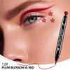 BINGBRUSH Double-head Liquid Star Eyeliner Red Stamp Pencil, Colors Flowers Heart Moon Shapes Face Stamps Makeup Colorful Waterproof Slim Gel Felt Tip High Pigment Liquid Eyeliner (12#Flower&Red) view 2