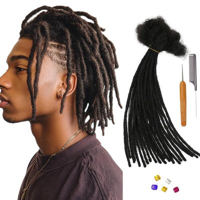 0.4cm & 0.6cm Width, 4-14 Inches10, 30, 60, 100 Strands Options 100% Real Human Hair Dreadlock Extensions for Men/Women/Kids, Handmade Permanent Loc Extension Bundles (0.4cm, 12inches, 10Strands)