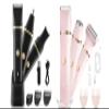 Body Hair Trimmer - 3 in 1 Electric Razor Shavers Groin Groomer,IPX7 Waterproof Wet/Dry Trimmer for Men, Replaceable Ceramic Blade,Type-C Rechargeable Dock & Nose/Ear Hair Trimmer Head(Black&Peach) view 1