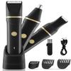 Body Hair Trimmer - 3 in 1 Electric Razor Shavers Groin Groomer,IPX7 Waterproof Wet/Dry Trimmer for Men, Replaceable Ceramic Blade,Type-C Rechargeable Dock & Nose/Ear Hair Trimmer Head(Black&Peach) view 2