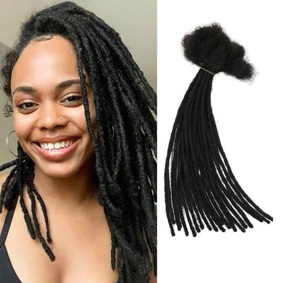 0.4cm & 0.6cm Width, 4-14 Inches10, 30, 60, 100 Strands Options 100% Real Human Hair Dreadlock Extensions for Men/Women/Kids, Handmade Permanent Loc Extension Bundles (0.6cm, 4inches, 10Strands)
