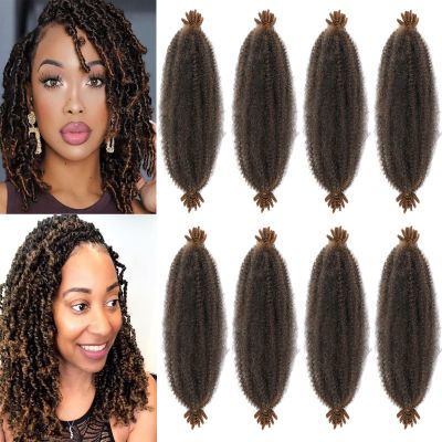 Springy Afro Twist Hair 18inch Marley Twist Braiding Hair 8 Packs Pre Separated Wrapping Hair for Soft Locs Kinky Twist Crochet Hair for Women (T30, 18Inch (Pack of 8))