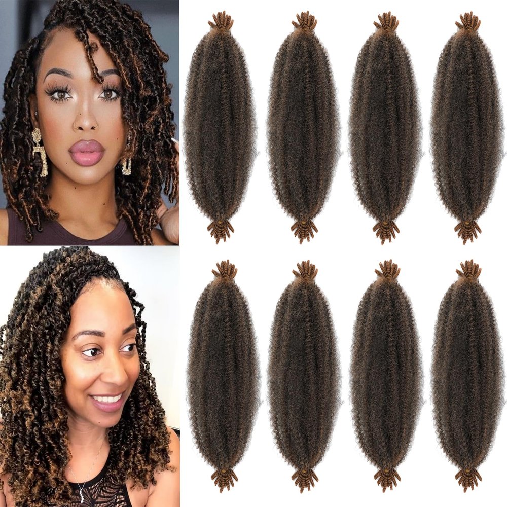 Springy Afro Twist Hair 18inch Marley Twist Braiding Hair 8 Packs Pre Separated Wrapping Hair for Soft Locs Kinky Twist Crochet Hair for Women (T30, 18Inch (Pack of 8))