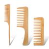 3Pcs Wooden Hair Comb for Women, Wide Tooth Hair Comb for Curls, Rat Tail Beard Combs Set for Thick Thin Straight Hairs Women, Men Barber Styling, Curly Teasing, Parting, Mustache view 1
