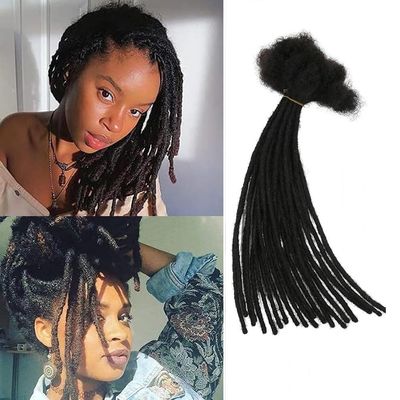 0.4cm & 0.6cm Width, 4-14 Inches10, 30, 60, 100 Strands Options 100% Real Human Hair Dreadlock Extensions for Men/Women/Kids, Handmade Permanent Loc Extension Bundles (0.6cm, 8inches, 60Strands)
