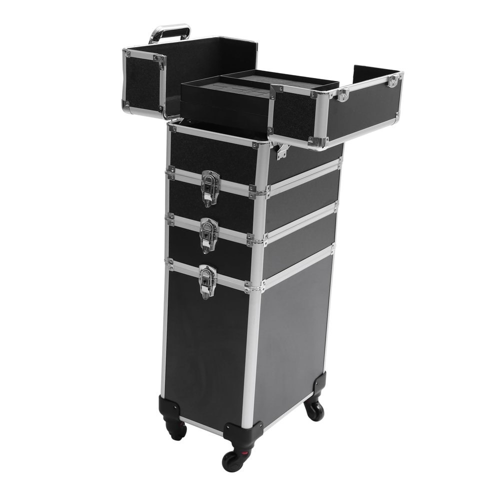 Beatifufu Professional Makeup Train Suitcase Trolley Cosmetic Case Storage Tool Box
