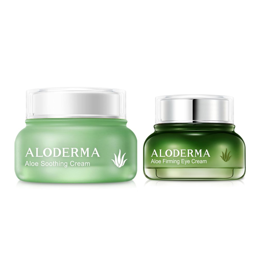 Aloderma Aloe Face Cream Set, 2 pieces - Soothing Cream, Firming Eye Cream