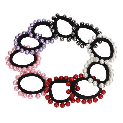 10PCS Artificial Pearl Elastic Hair Rubber Bands Scrunchie Hair Ties Ponytail Holder Artificial Pearl Hair Ropes Hair Ring Hair Accessories for Women and Girl