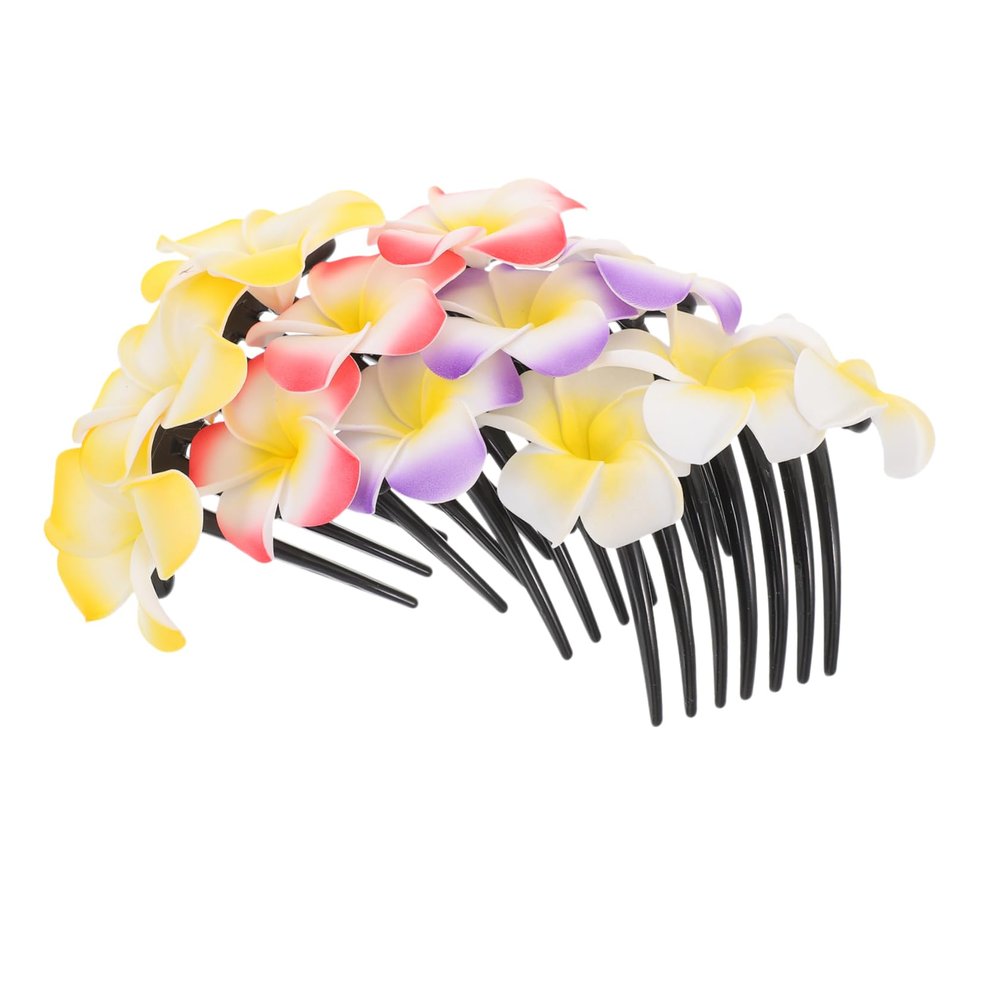 BELLIFFY 4pcs Plumeria Flower Hair Combs for Women Girls Decorative Hair Accessories for Brides Lightweight Side Combs for Various Occasions Durable Easy to Use Hairpins