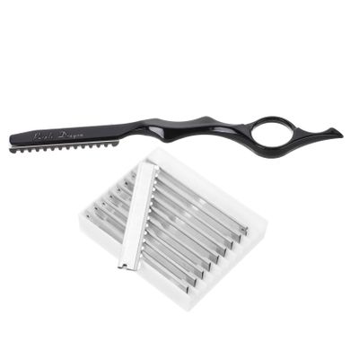 NOLITOY Manual Hair Thinning Razor Kit with Replacement Blades for Men Lightweight Trimmer for Texturizing and Easy Grooming Comfortable Grip Handle Black