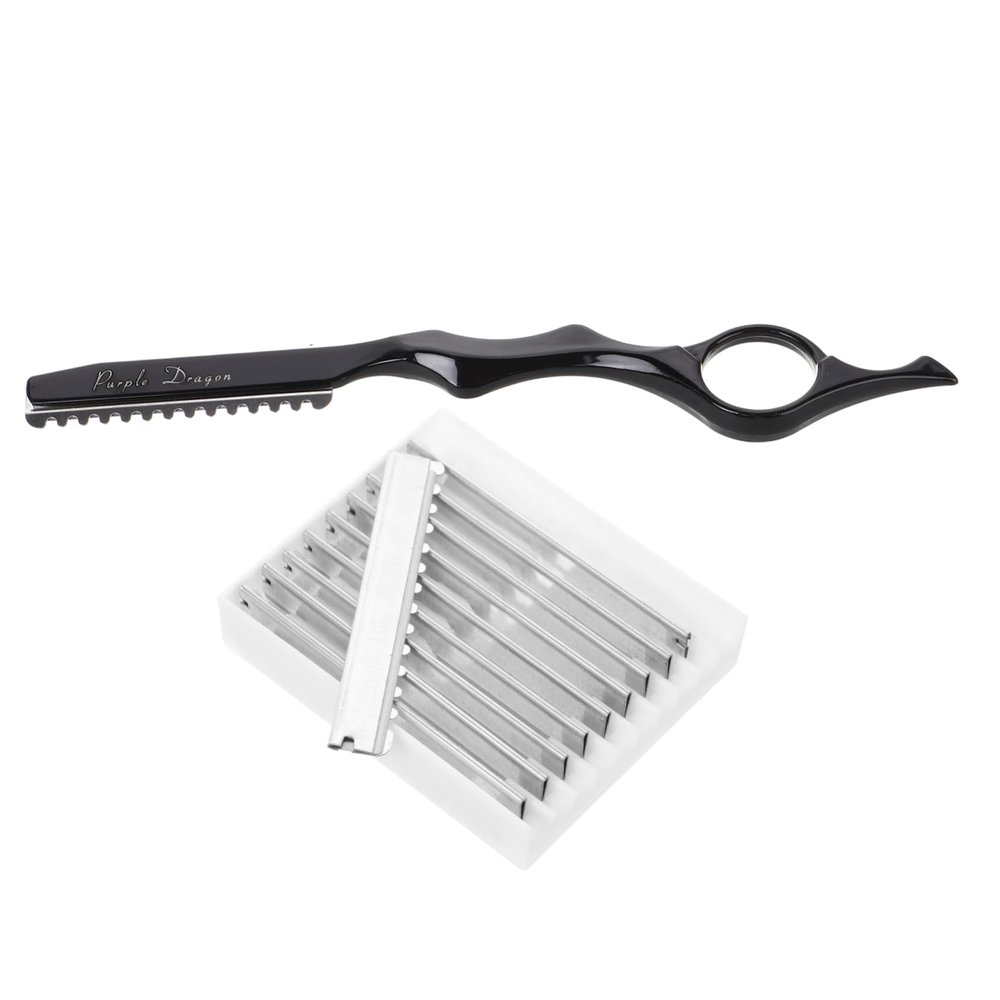 NOLITOY Manual Hair Thinning Razor Kit with Replacement Blades for Men Lightweight Trimmer for Texturizing and Easy Grooming Comfortable Grip Handle Black