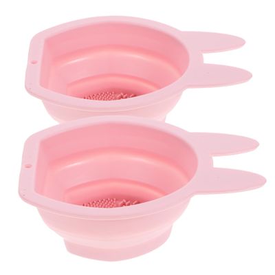BELLIFFY 2pcs -shaped Silicone Makeup Brush Cleaner Bowl Space-saving Design for Easy Cleaning of Makeup Brushes and Sponges for Home and Travel Use