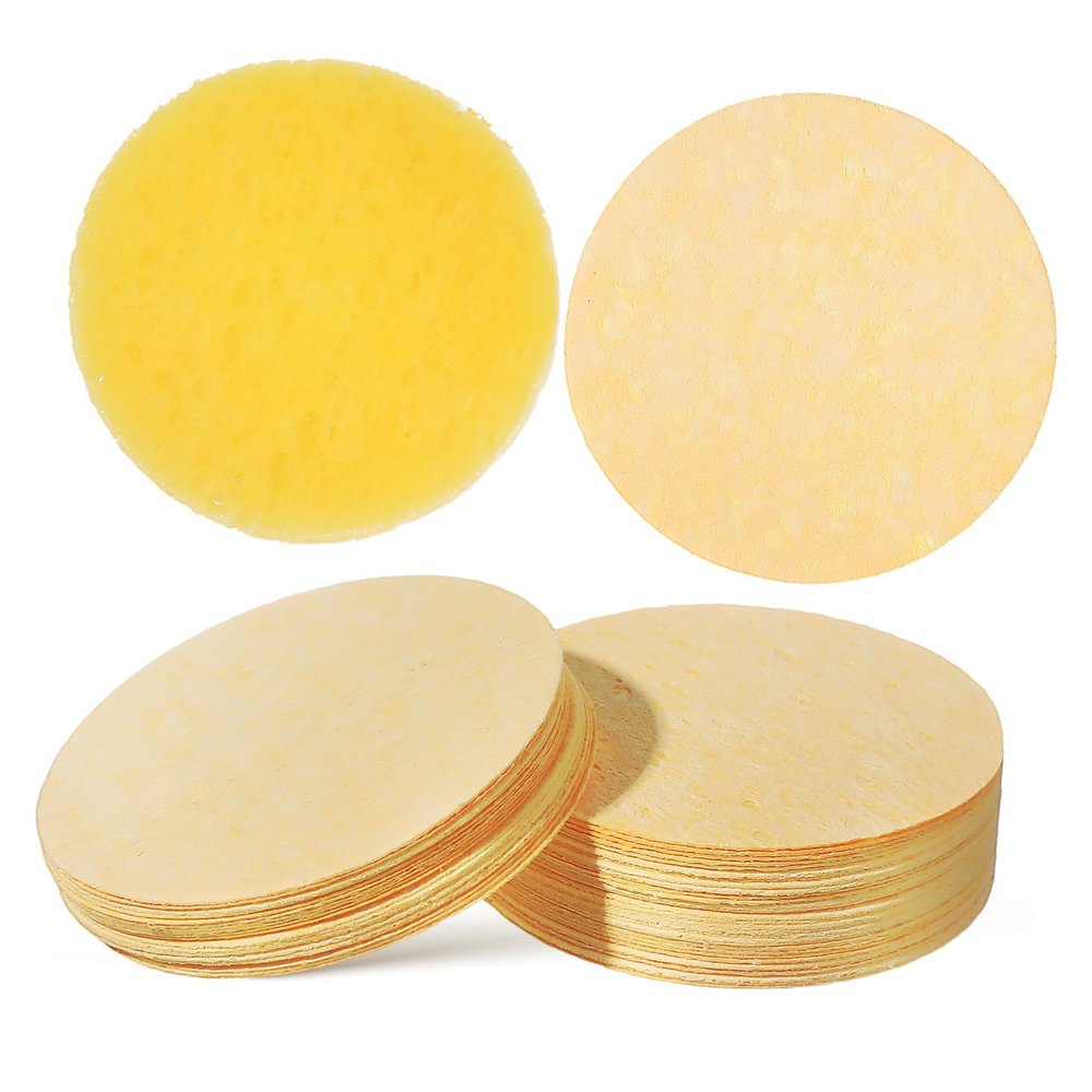 ARTSEWPLY 50pcs Compressed Facial Sponges for Exfoliation Makeup Removal Portable Round for Daily Use Compact Spa Sponges for Travel Skincare
