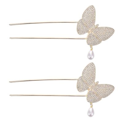 Beaupretty 2pcs u Shaped Hair Forks for Women Vintage Metal Hair Pins with Pearl Design Secure Hold for Updos and Buns