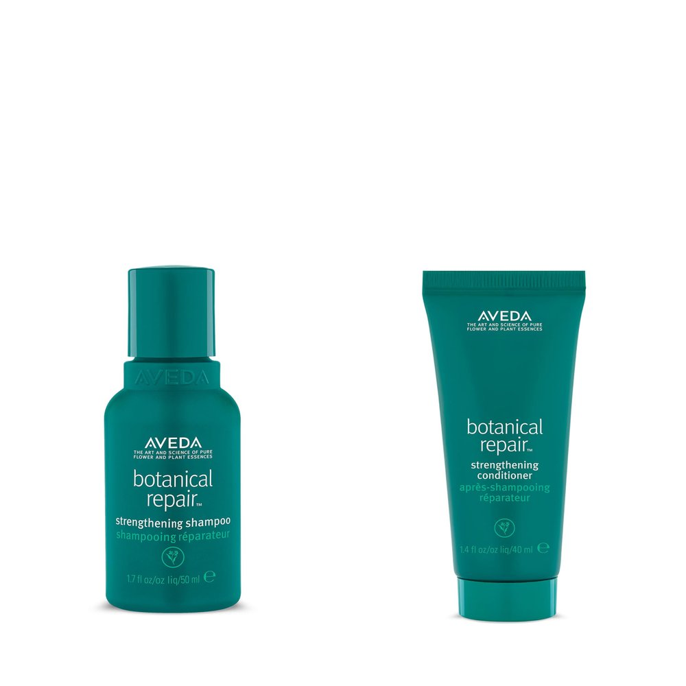 Aveda Botanical Repair Strengthening Shampoo & Conditioner Set | Strengthens & Repairs Damaged Hair | Helps Prevent Breakage | Bond-Building | Silicone Free | Travel Size