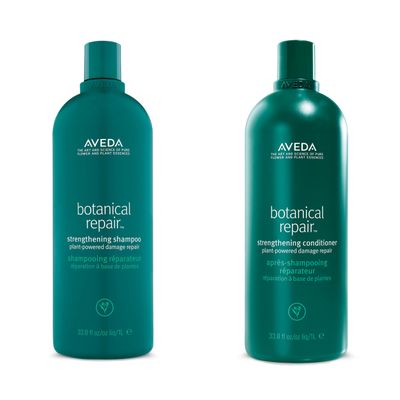Aveda Botanical Repair Strengthening Shampoo & Conditioner Set | Strengthens & Repairs Damaged Hair | Helps Prevent Breakage | Bond-Building | Silicone Free | Liter Size