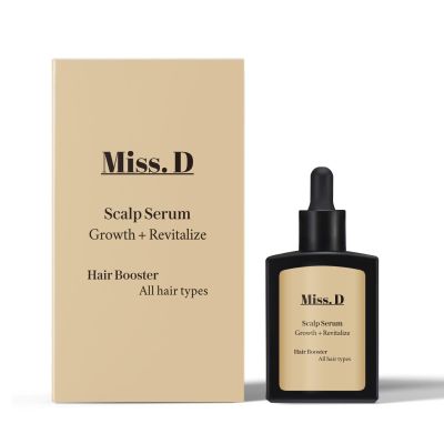 Miss. D Scalp Serum For Hair Growth - Vegan Hair Growth Treatment for All Hair Types - Non-Greasy Formula with Niacinamide, Keratin, Rosemary & Castor Oil - Fuller, Thicker-Looking Hair