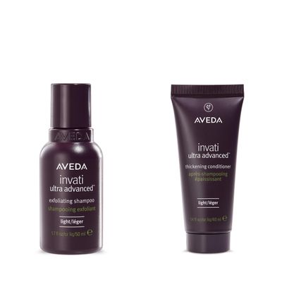 Aveda Invati Ultra Advanced Exfoliating Shampoo & Thickening Conditioner Light Duo | for Fine to Medium Thinning Hair Types | Normal to Oily Scalp | Part of 4-Step System | Travel Size