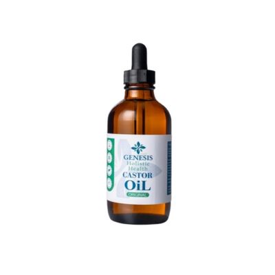 Genesis Holistic Health Organic Castor Oil 100% Pure, Cold Pressed, Hexane Free Nourishing Hair & Skin Oil Eyelash & Eyebrow Growth, Deep Moisturizer 4 oz Glass Bottle