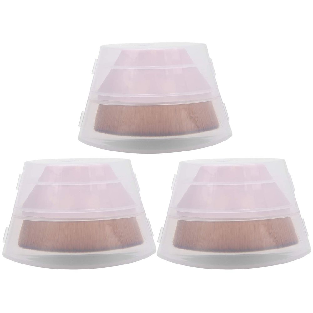 3 Pack Foundation Brush Set for Liquid Powder Blush Soft Skin Friendly Fibers Travel Makeup Case with Storage Box Black Pink (Pink)
