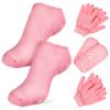 HAKIDZEL Spa Moisturizing Socks and Gloves Set 2 Pairs of Pink Hydrating Socks and Hand Gloves for Foot and Hand Care Moisturizing Therapy for Dry Skin view 1