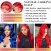 30 Inch Red Lace Front Wigs Human Hair Body Wave 13x4 Red HD Lace Frontal Wig Human Hair Wear and Go Glueless Hot Red Wigs Human Hair Pre Plucked with Baby Hair Burgundy Red Wigs For Black Women view 3