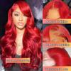 30 Inch Red Lace Front Wigs Human Hair Body Wave 13x4 Red HD Lace Frontal Wig Human Hair Wear and Go Glueless Hot Red Wigs Human Hair Pre Plucked with Baby Hair Burgundy Red Wigs For Black Women view 4