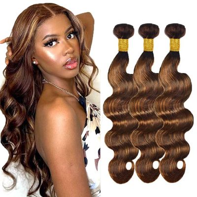 P430 Highlight Brown Bundles Human Hair Body Wave 3 Bundles 18 20 22 Inch Unprocessed Brazilian Virgin Remy Dark Brown Body Wave Bundle Human Hair Extensions