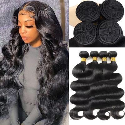 12A Human Hair Bundles 18 20 22 24 Inch Body Wave Bundles Human Hair 100% Unprocessed Brazilian Virgin Weave Bundles 4 Bundle Real Natural Black Wavy Human Hair Extensions 1B Bundles for Women
