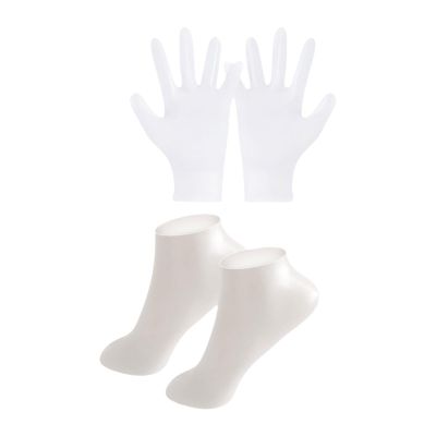 FashionCha Silicone Gloves and Socks Set for Hands Feet Care Comfortable Hands Care Heels Care for Women Lady Daily Use Summer, White