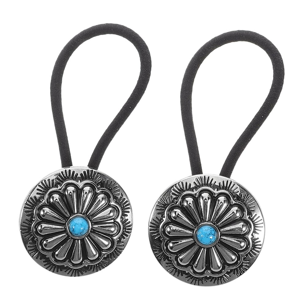 VICASKY 2Pcs Vintage Western Hair Ties Style Ponytail Holders for Women Durable Flower Hair Ropes for Parties and Everyday Use Comfortable and Secure Fit