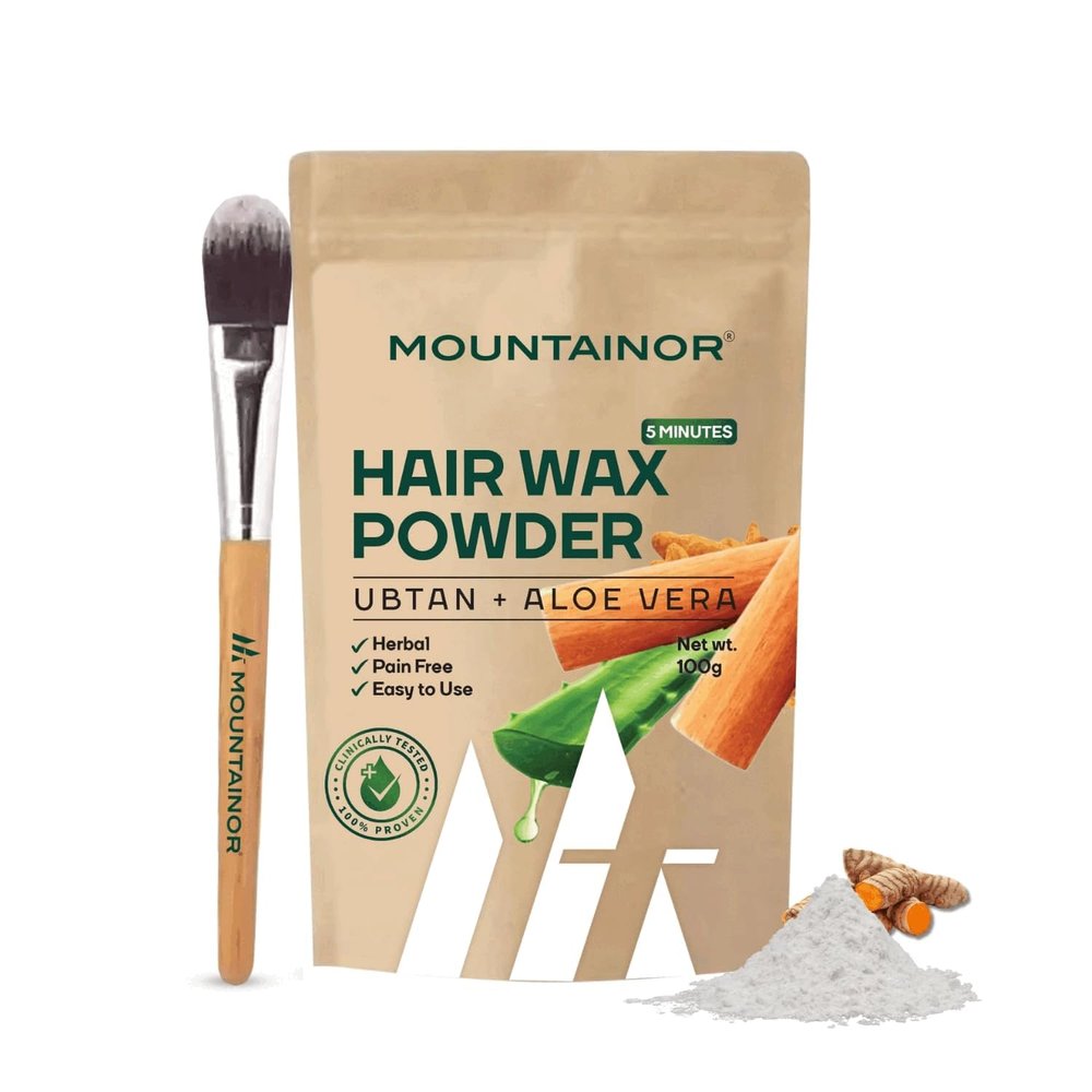 M.O.U.N.T.A.I.N.O.R. Hair Wax Powder with Ubtan & Aloevera, Full Body Painless Herbal Hair Remover Waxing Cream Powder for Women No Harmful Chemicals, No Irritation, No Skin Rashes - 100 gm