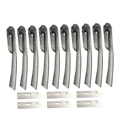 Healeved 1 Set 10pcs Eyebrow Makeup Tool Kit Portable Foldable Stainless Steel Eyebrow Razor with Replaceable Blades for Precise Shaping and Grooming for Travel and Daily Use