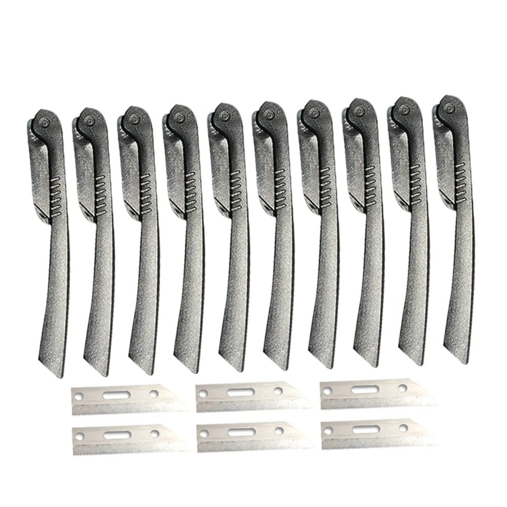 Healeved 1 Set 10pcs Eyebrow Makeup Tool Kit Portable Foldable Stainless Steel Eyebrow Razor with Replaceable Blades for Precise Shaping and Grooming for Travel and Daily Use